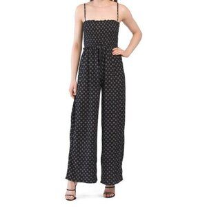 EXIST Juniors Ruched Split Hem Tie Back Jumpsuit Black | M